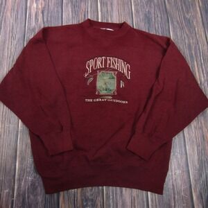 Sport Fishing Sweatshirt Mens 2XL Red Midwest Embroidery Great Outdoors Graphic